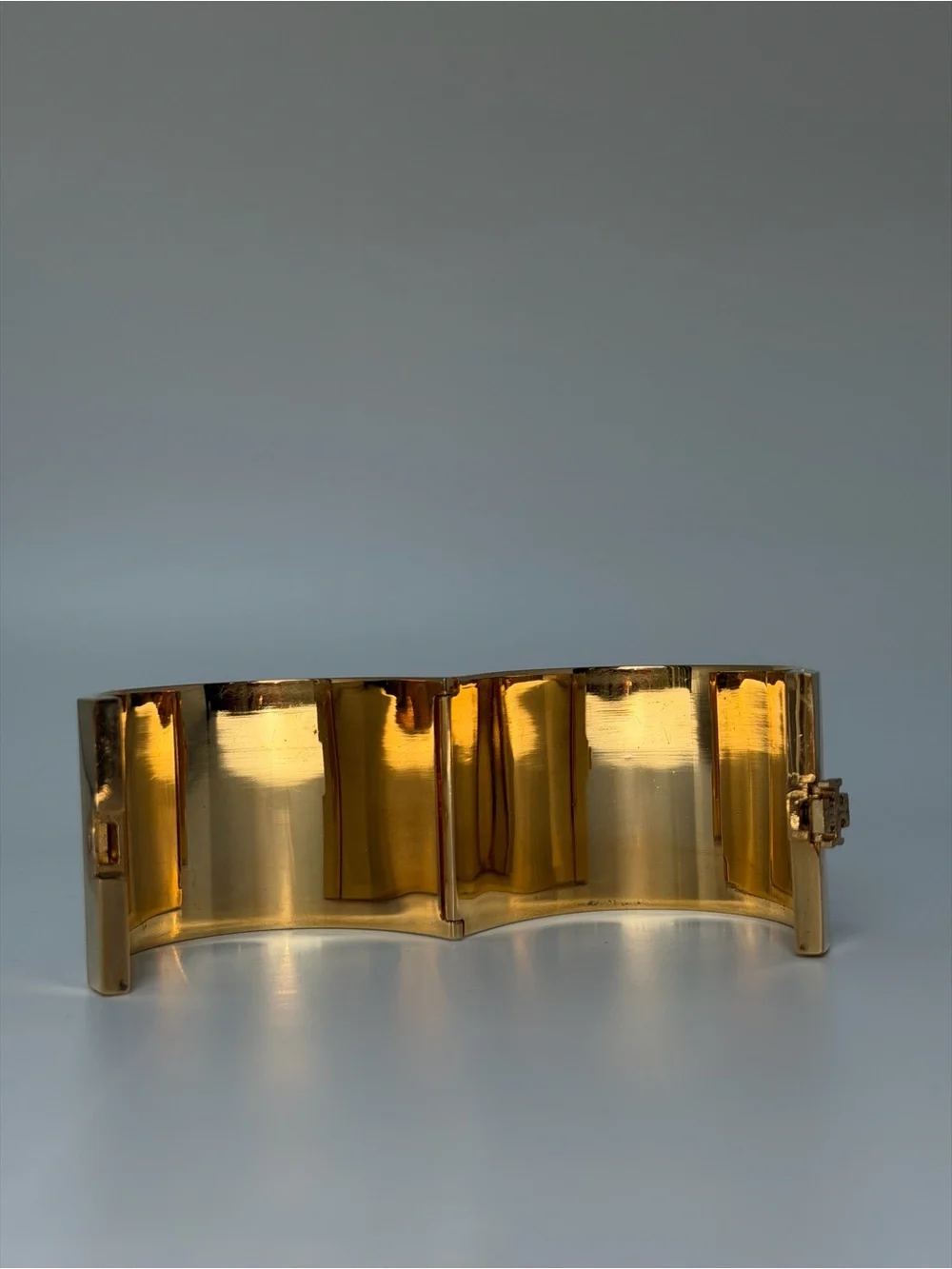 Tory Burch Burgundy Leather Gold Tone Wide Cuff Bracelet